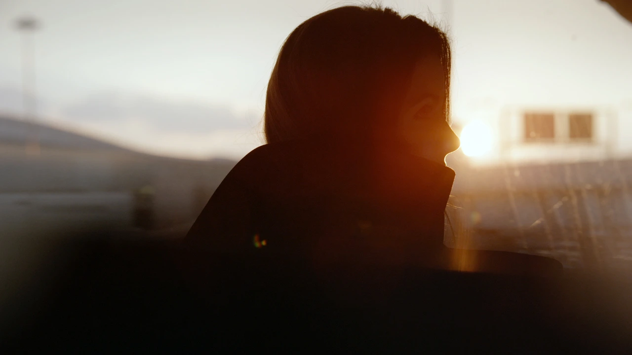 Sunset silhouette, behind-the-scenes still.