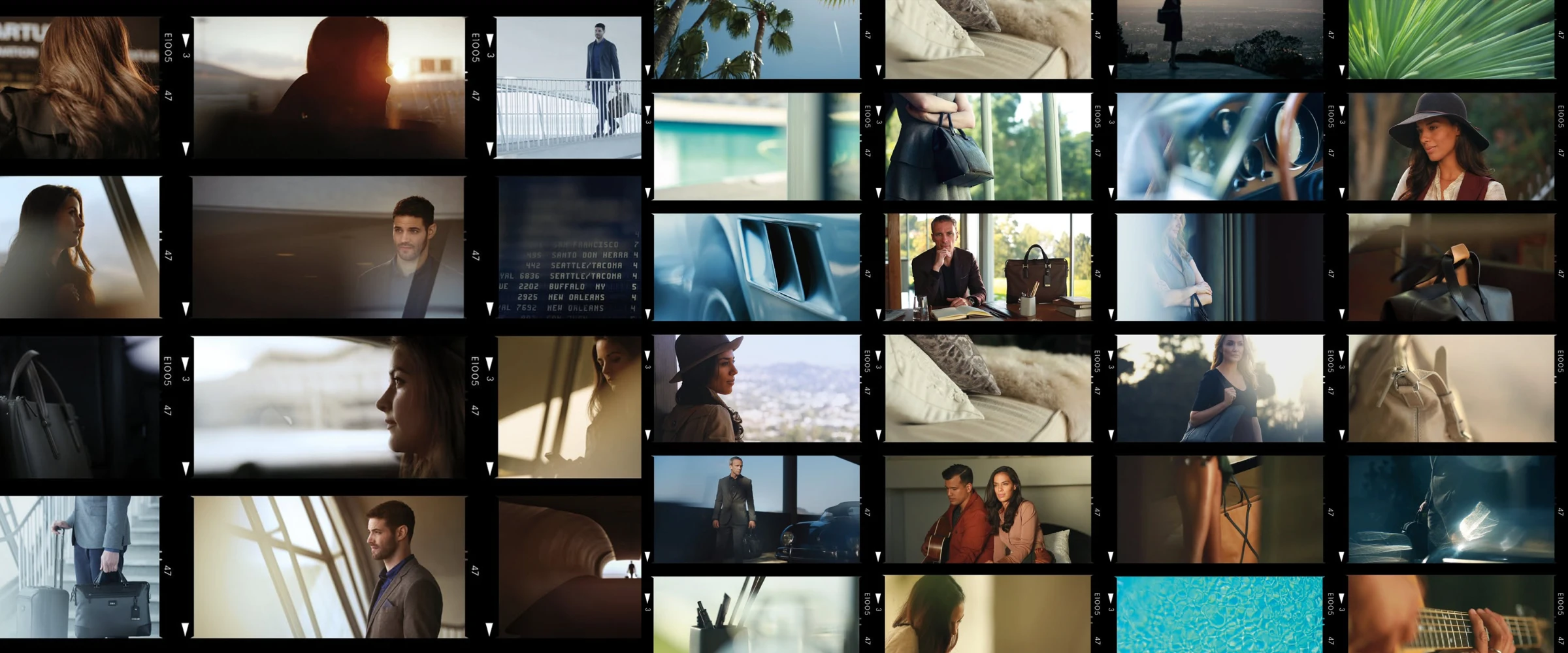 Contact sheet of behind-the-scenes production stills.